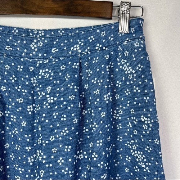 NEW Free People Blue & White Dot & Floral Printed Wide Leg High Rise Jean Pants - Picture 3 of 7